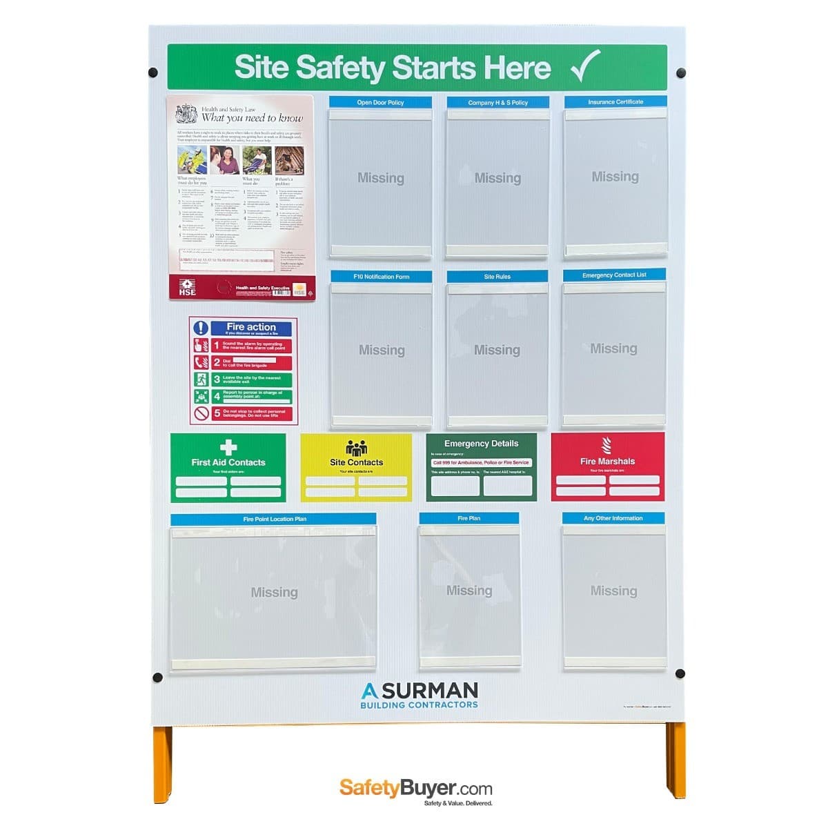 Free-Standing Construction Site Information Point with Site Contacts & Documentation Holders