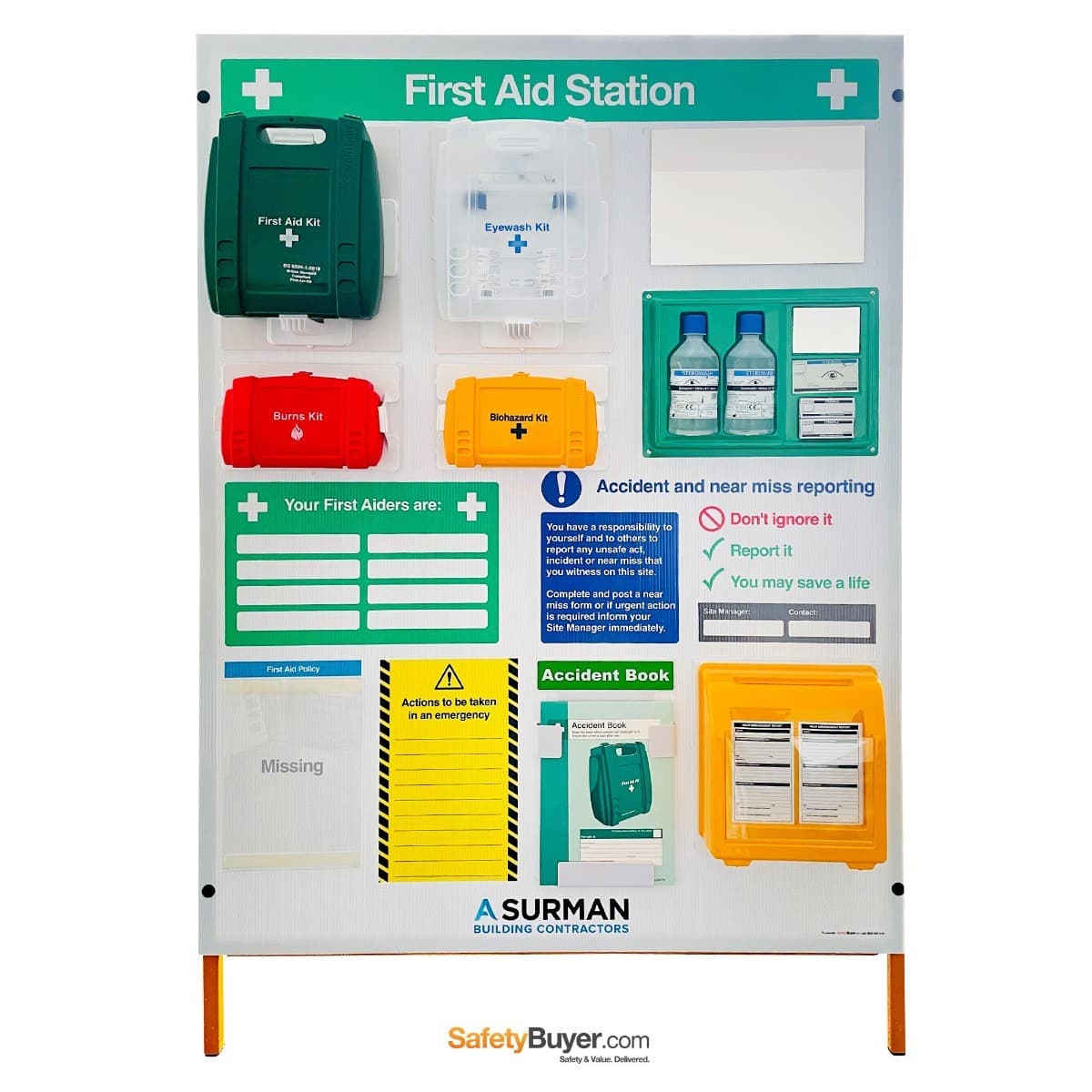 Branded Free-Standing First Aid Point with Near Miss & Accident Reporting
