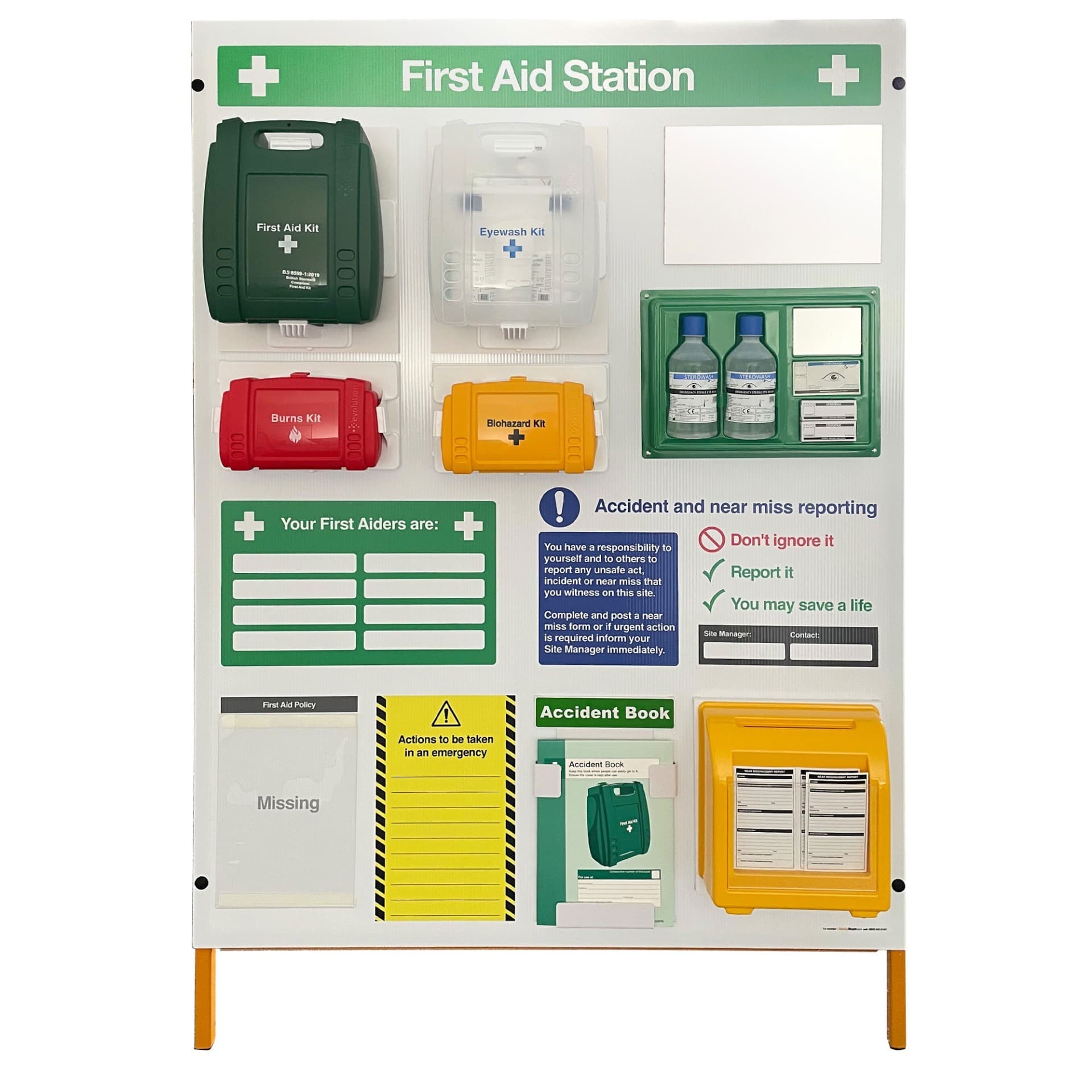 Free-Standing First Aid Point with Near Miss Reporting - Unbranded