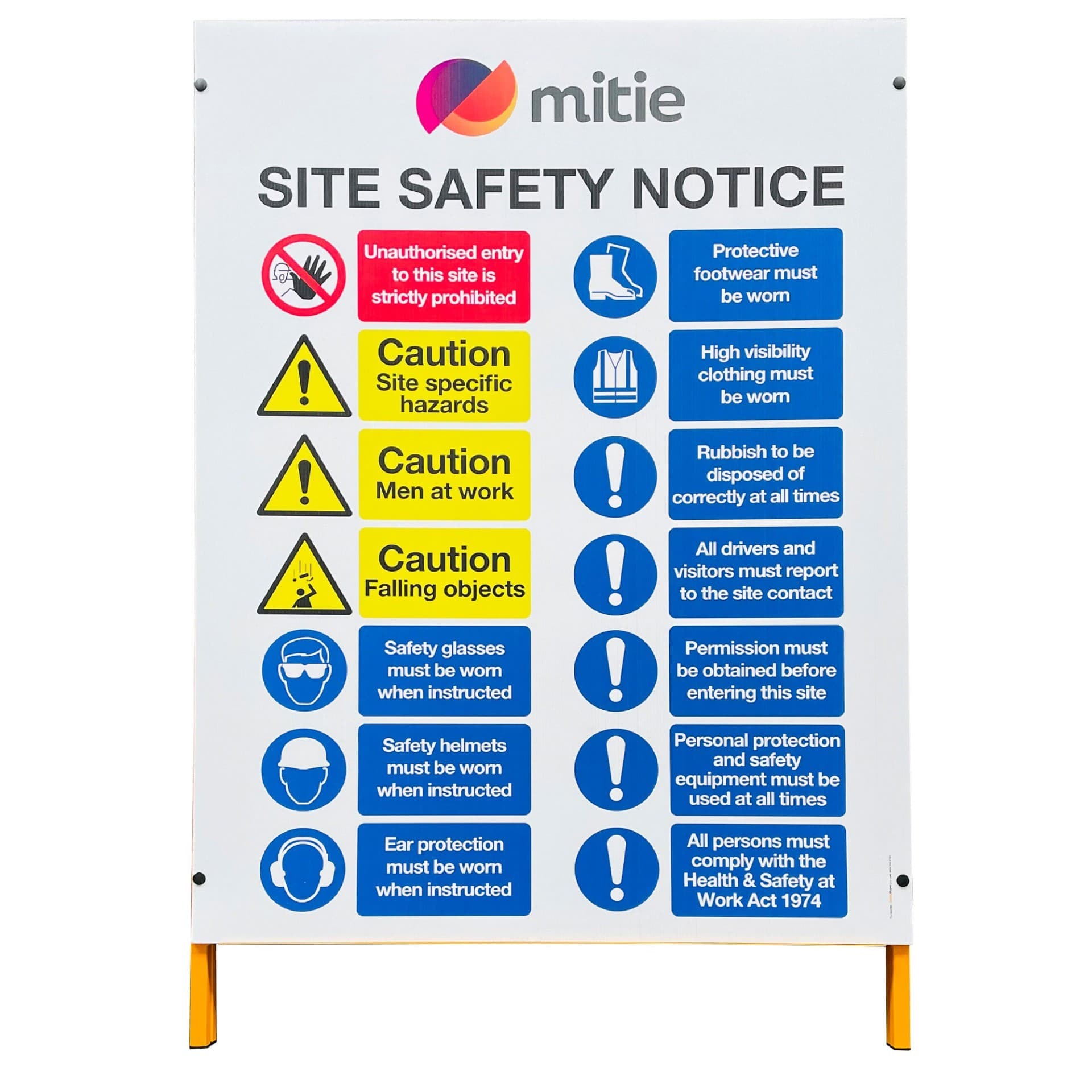 Free-Standing Site Safety Notice Board with Focus on PPE & Site Rules