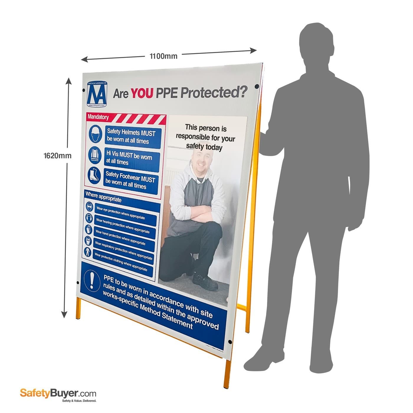 Free-Standing Check your PPE Information Point with Mirror