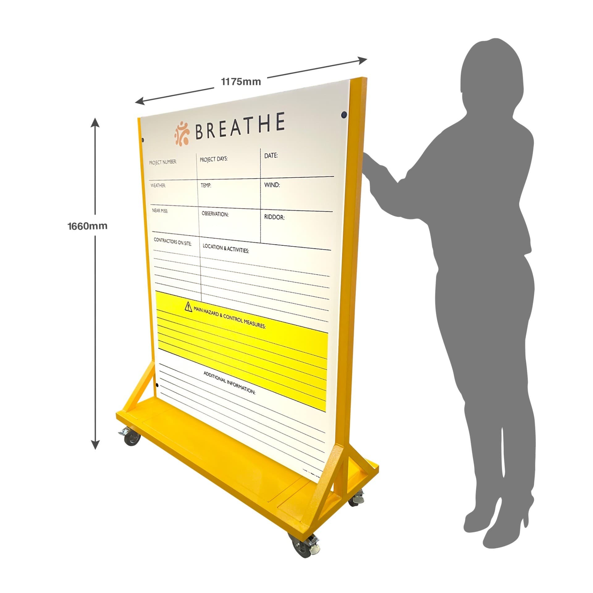 Wheeled Free-Standing Site Control & Observation Boards with Dry Wipe Laminate