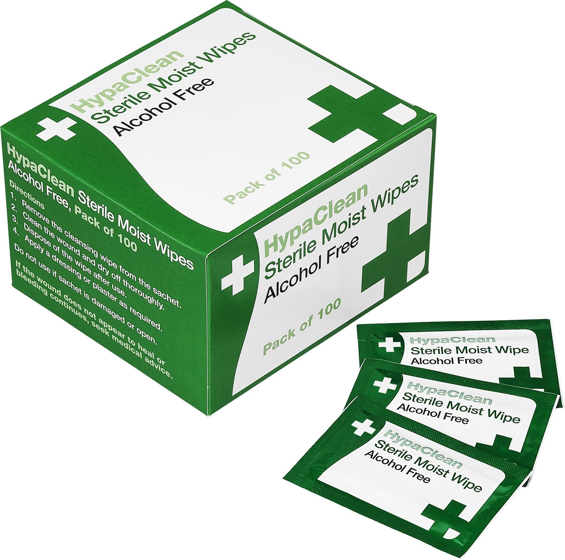 HypaClean Box of 100 Sterile First Aider Moist Wipes