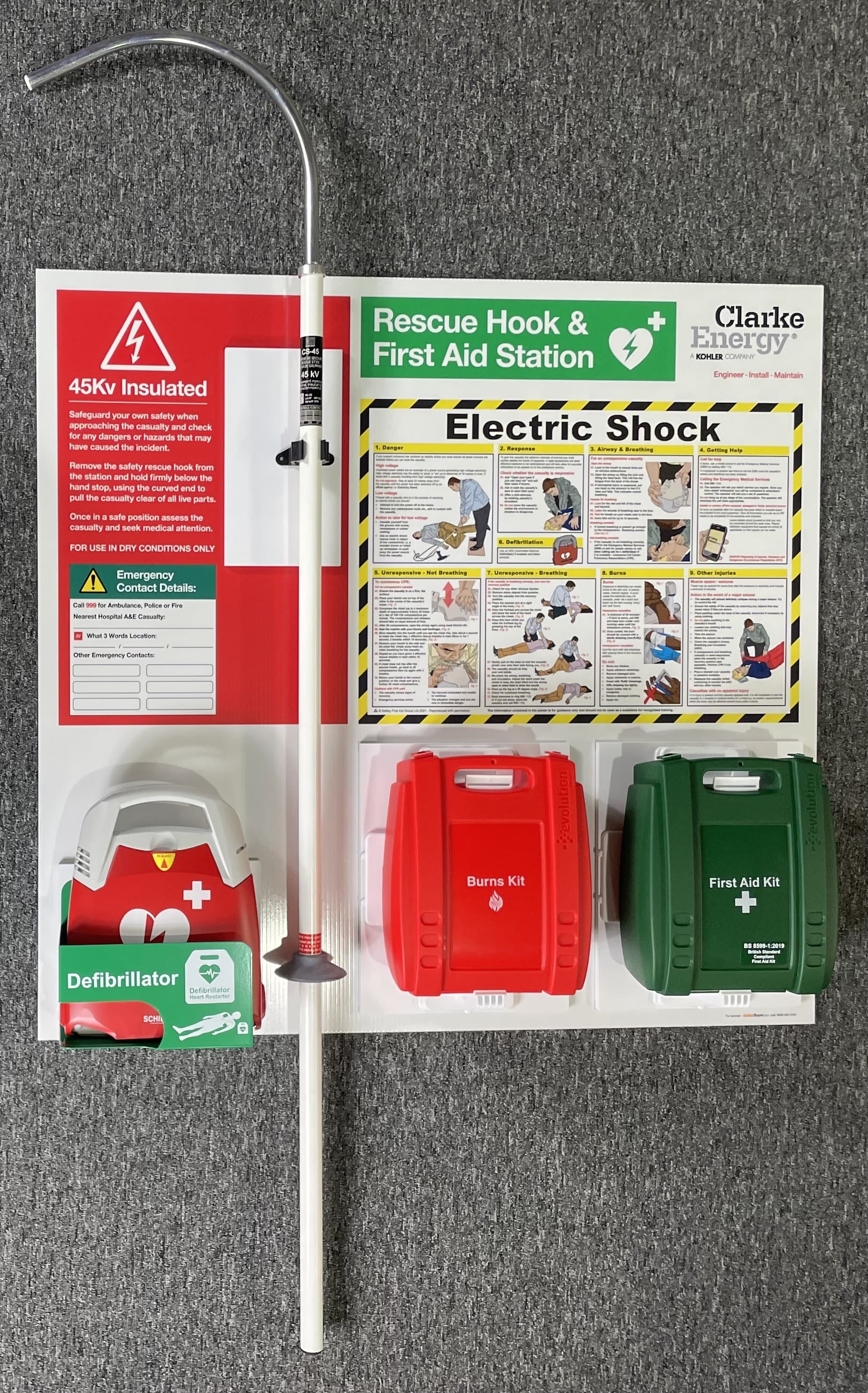Branded Rescue Hook Station with AED & First Aid