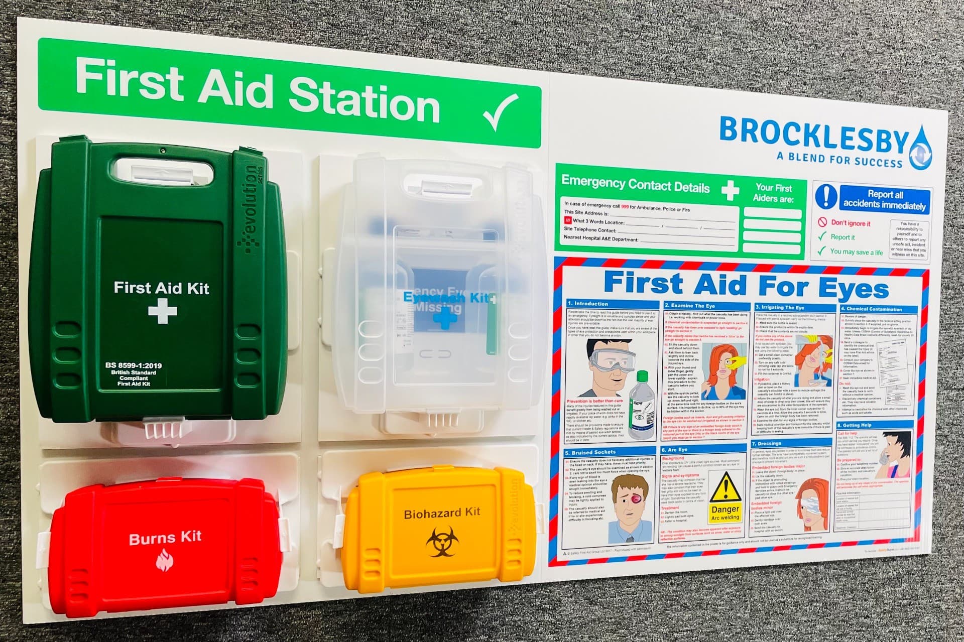Branded First Aid Station with First Aid for Eyes Poster