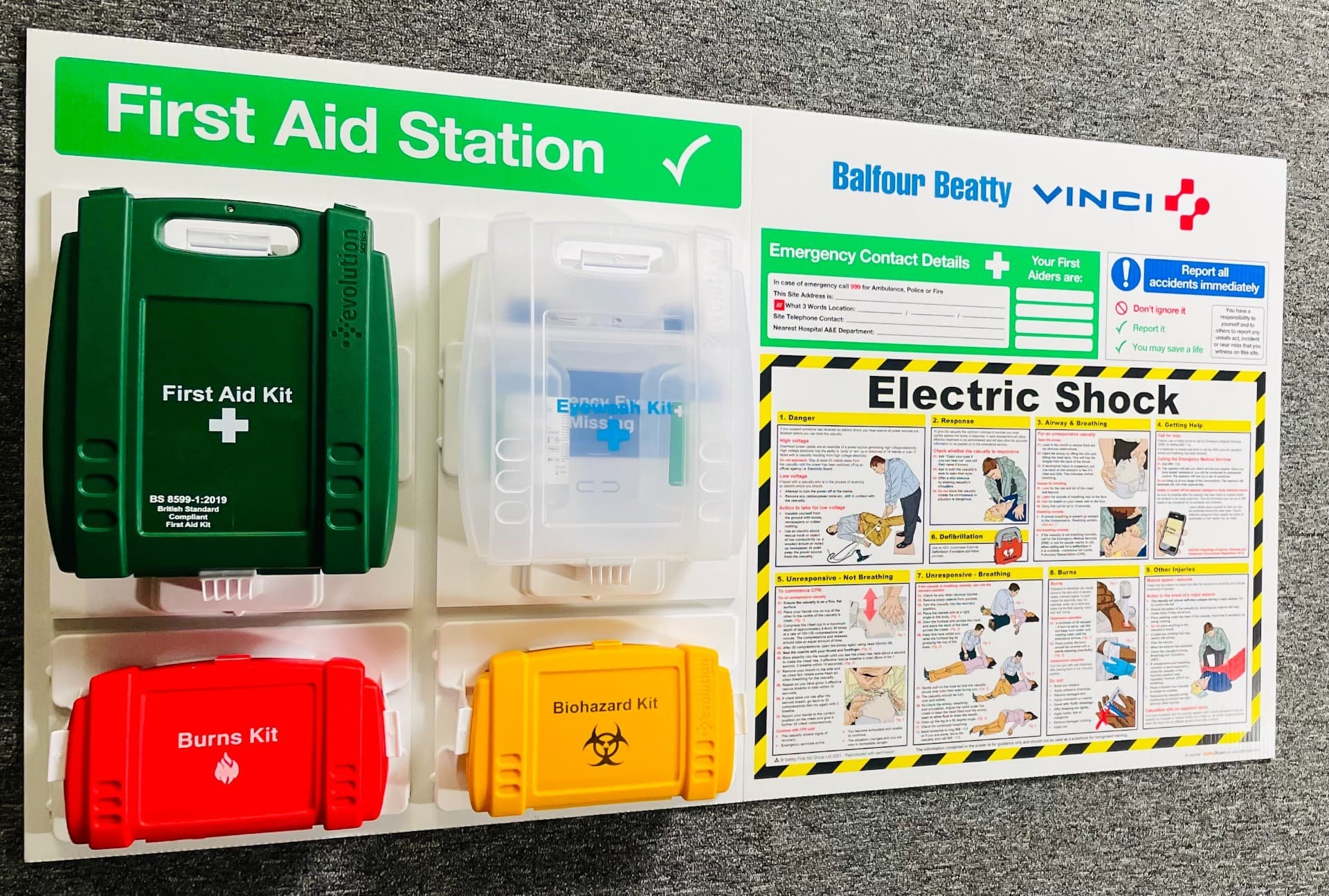 Branded First Aid Station with Electric Shock Treatment Poster