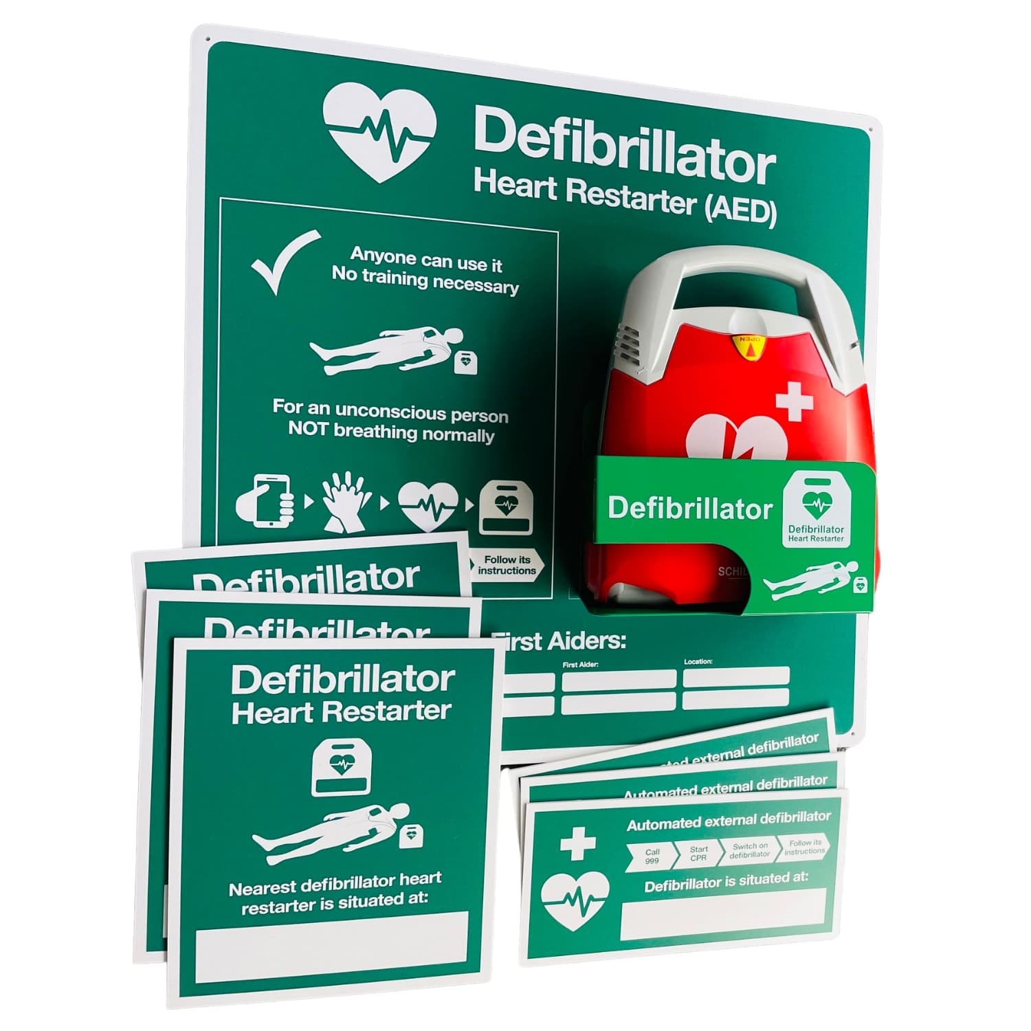 Schiller FRED PA-1 (AED) Fully Automatic Defibrillator Station & Signs Bundle Deal