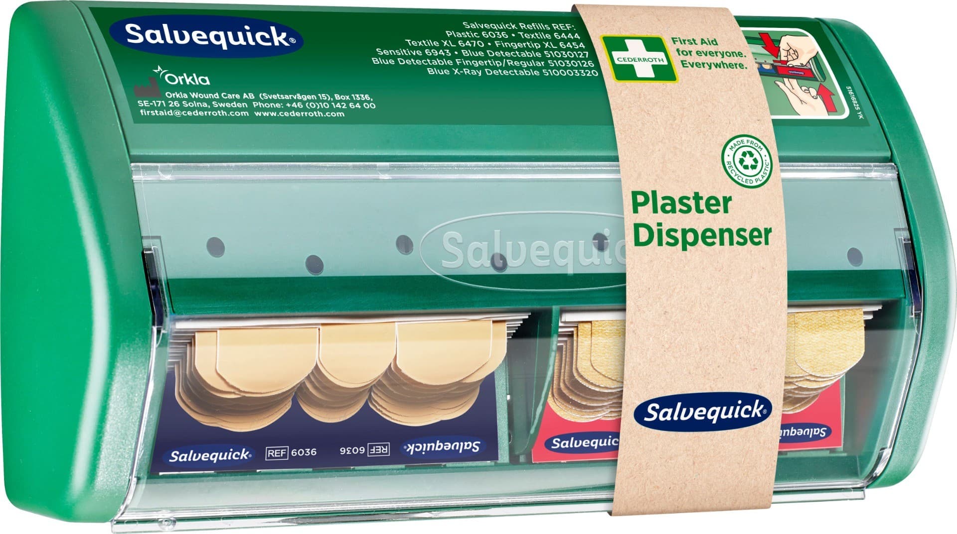 Cederroth Plaster Dispenser filled with Washproof and Fabric Plasters