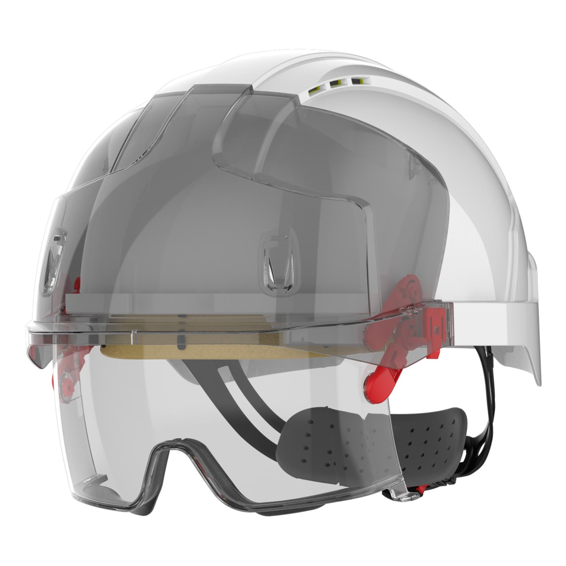 JSP EVO® VISTAlens® Safety Helmet with Integrated Eyewear | Vented | White / Smoke