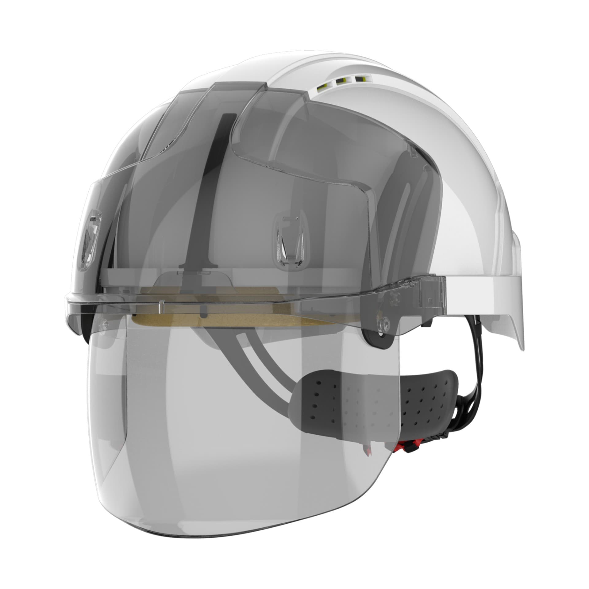 JSP EVO® VISTAshield® Safety Helmet with Integrated Faceshield | Vented | White / Smoke