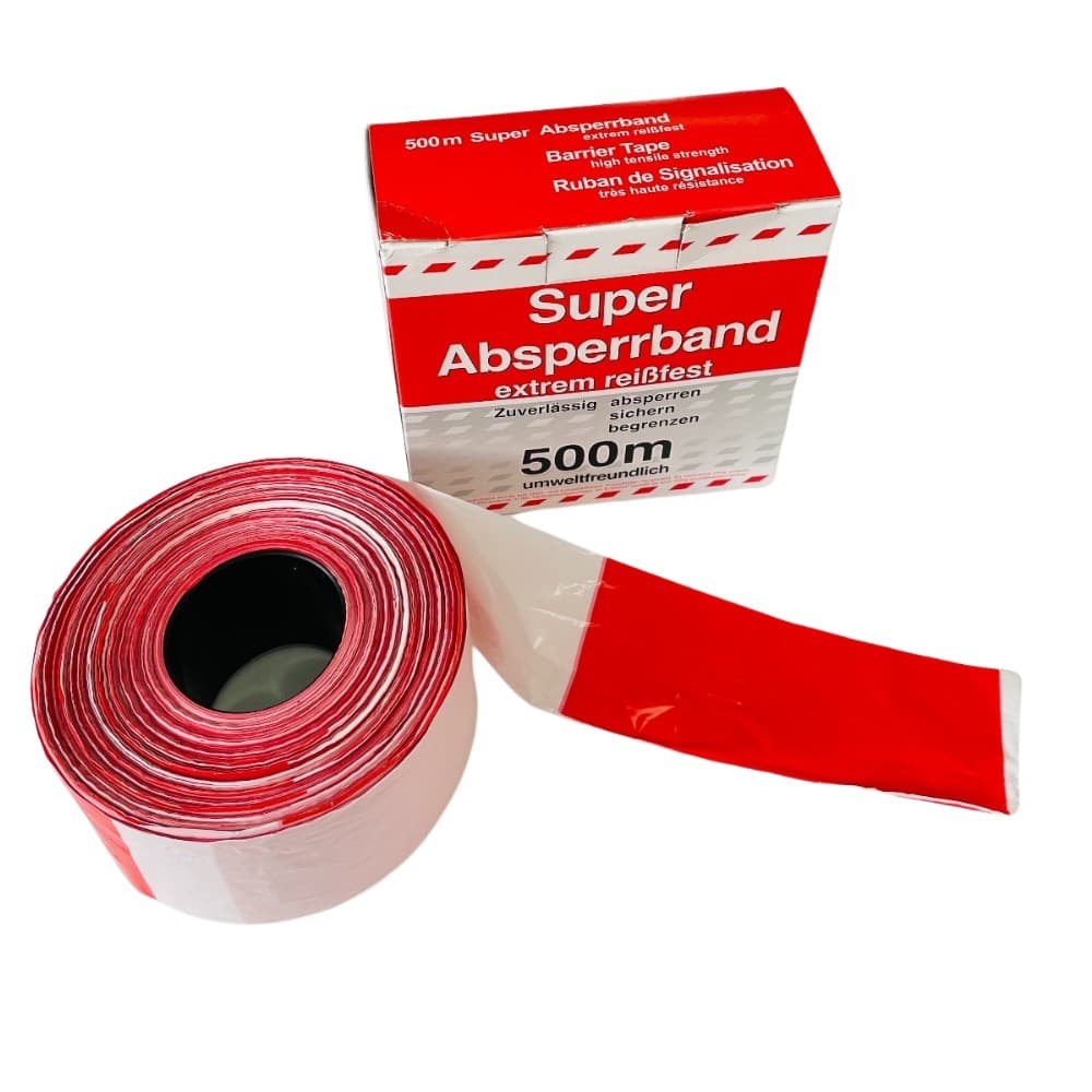 Traffic-Line Barrier Tape in Dispensing Carton | 80mm x 500m | Red/White