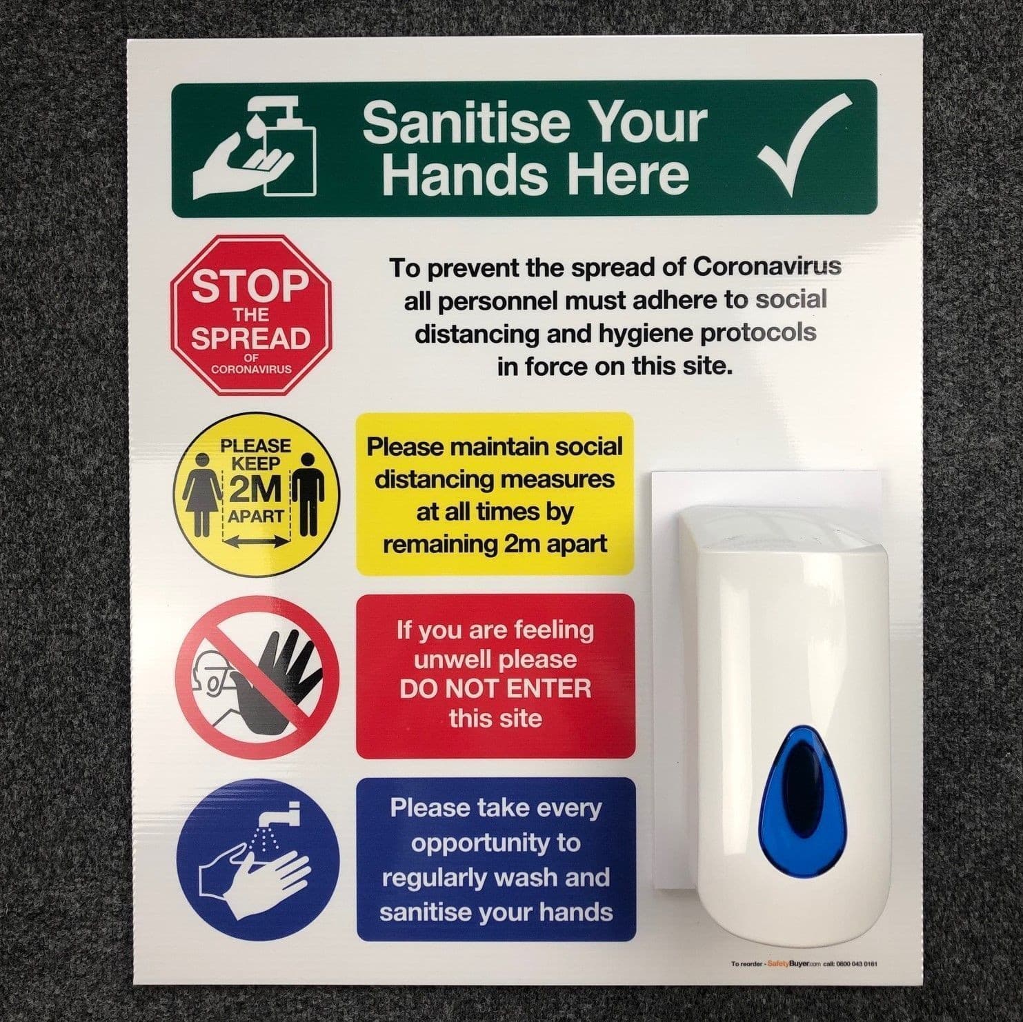 Medium | Unbranded | Hand Sanitising Station, with 1L bulk fill dispenser | 635mm (H) x 530mm (W)