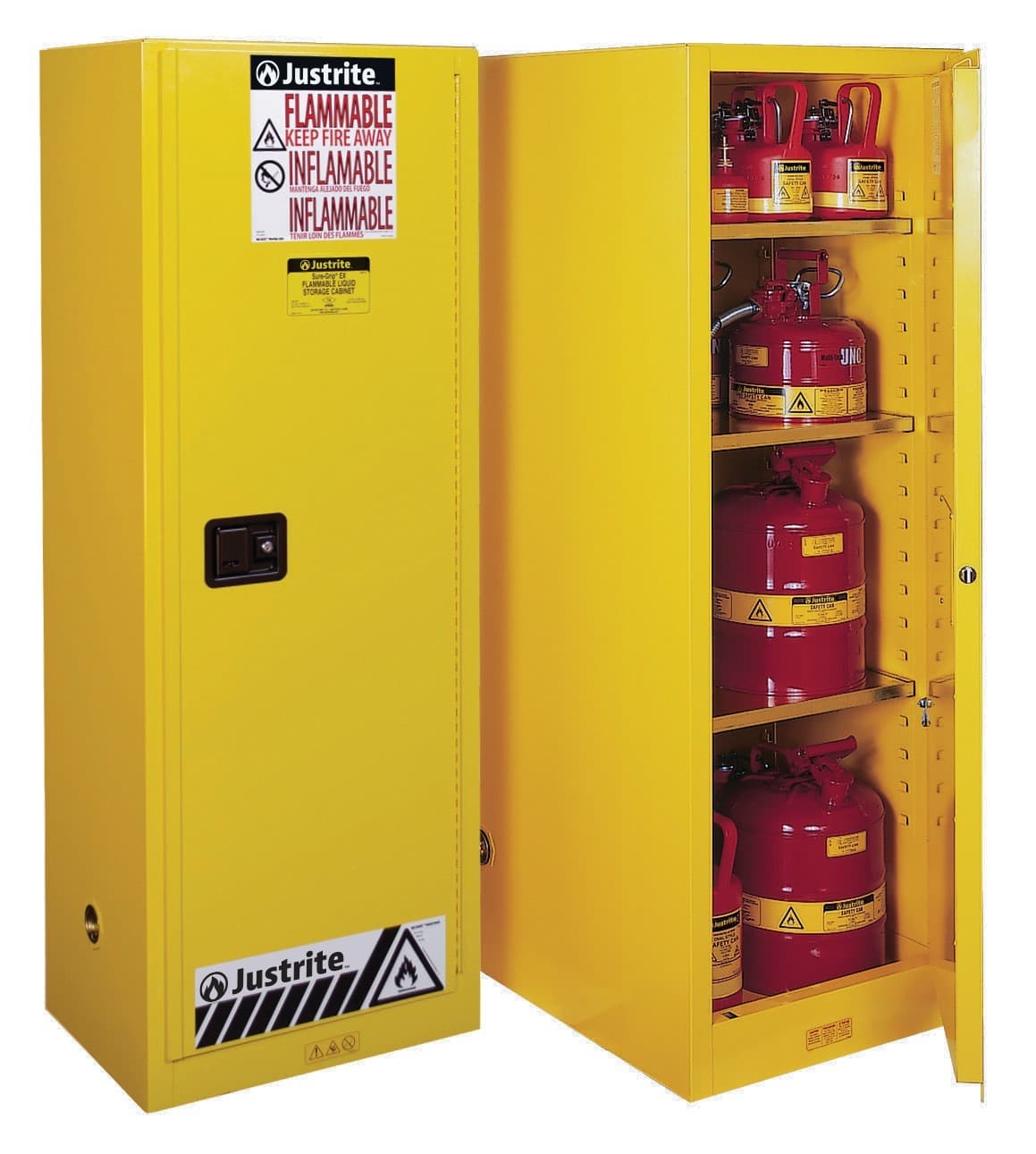 Justrite Slimline Self-Closing Flammable Storage Cabinets