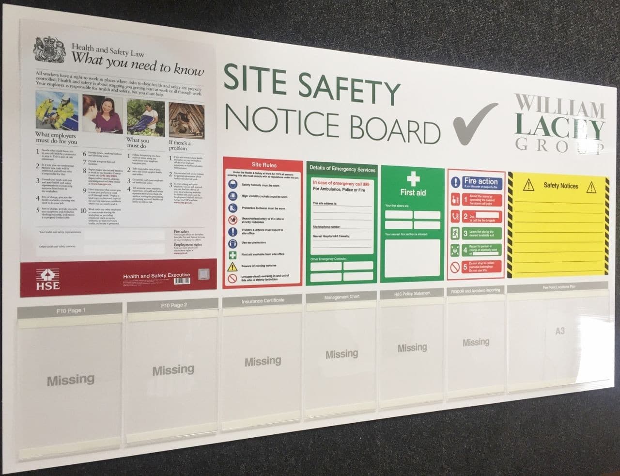 Construction site safety board