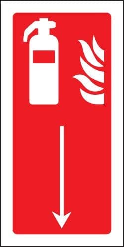 Fire Extinguisher with Arrow Down Signs