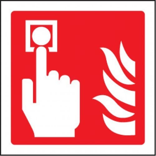 Fire Alarm Call Point Labels - Roll of 100 | 100mm x 100mm | Self Adhesive Vinyl