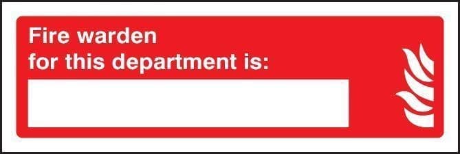 Fire Warden For This Department Is Signs | 300mm x 100mm | Rigid Plastic