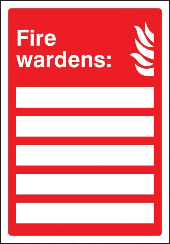 Fire Wardens Signs - Space for 5 Names