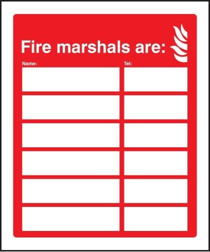 Fire Marshals Are Signs (Space for 6 Names and Numbers)