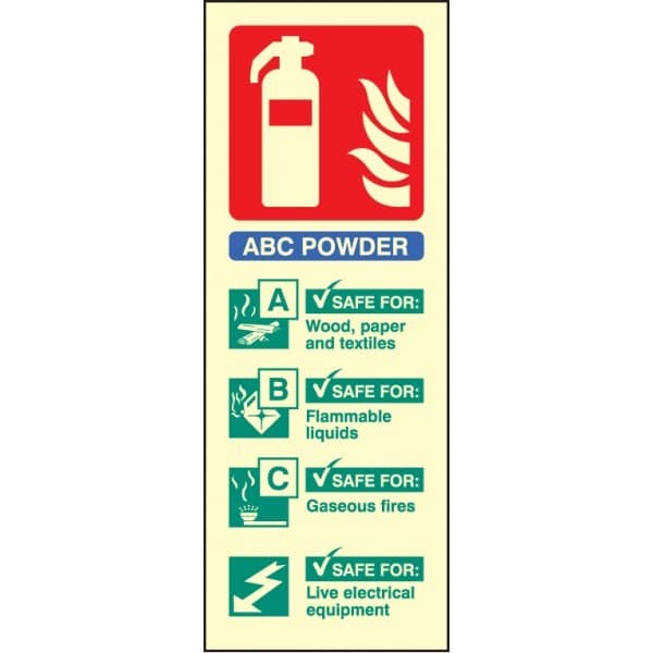 Dry Powder Fire Extinguisher Identification Signs - Portrait