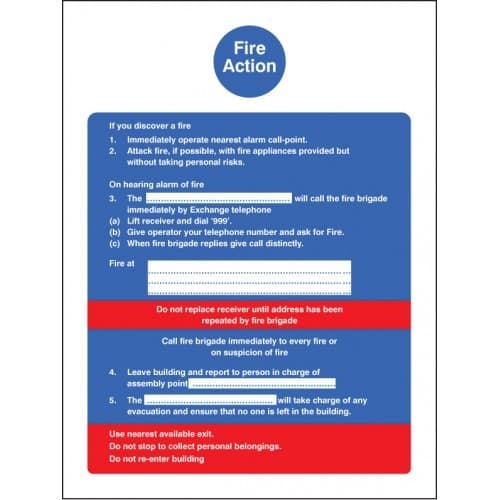 Fire Action Notice - Fire Brigade Dialled Manually