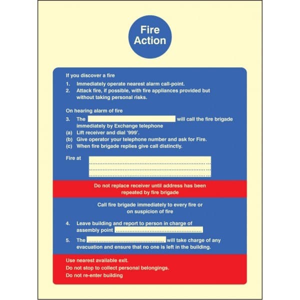 Fire Action Notice - Fire Brigade Dialled Manually