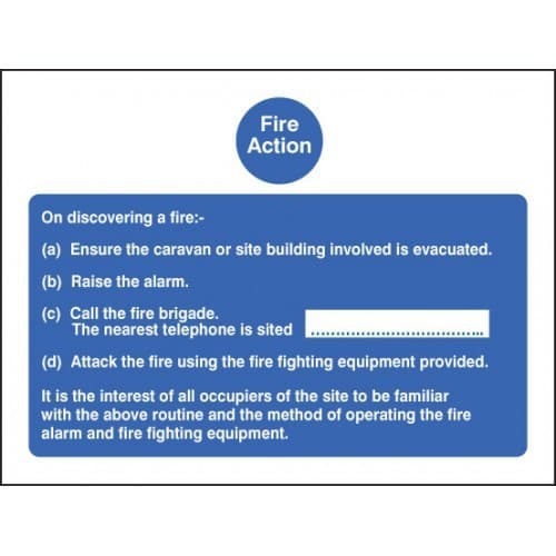 Fire Action Notice For Caravan Sites