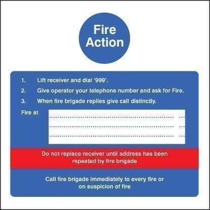 Fire Action Notice for Use in Hotels