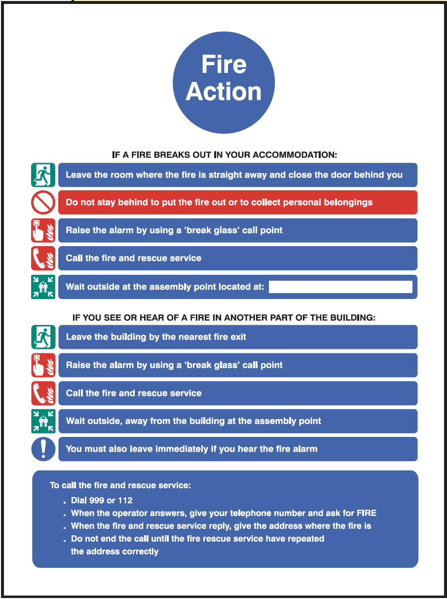 Fire Action Notice for Housing with Communal Fire Alarm Signs