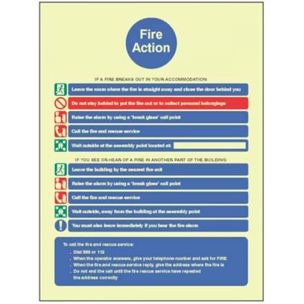 Fire Action Notice for Housing with Communal Fire Alarm Signs