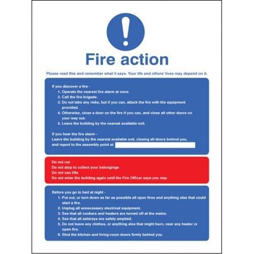 Fire Action Notice for Use in Residential Care Homes - Dial Manually
