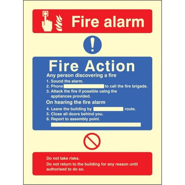 Fire Action Notice - Combining Alarm Call Point, Without Lift