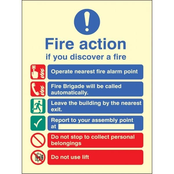 Fire Action Notice with Automatic Brigade Call, Do Not Use Lifts