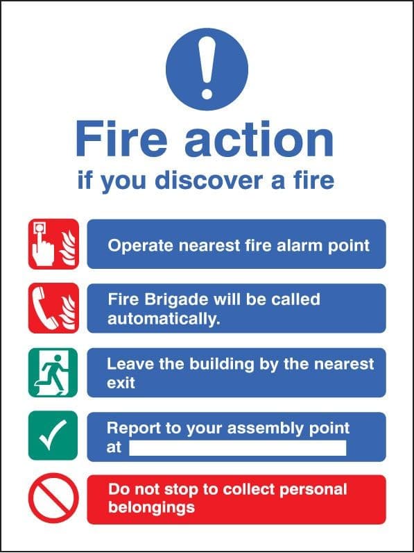 Fire Action Notice with Automatic Brigade Call, No Lifts
