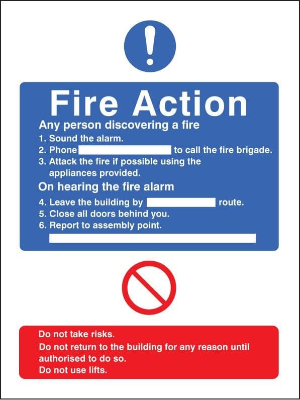 General Fire Action Notice, Do Not Use Lifts