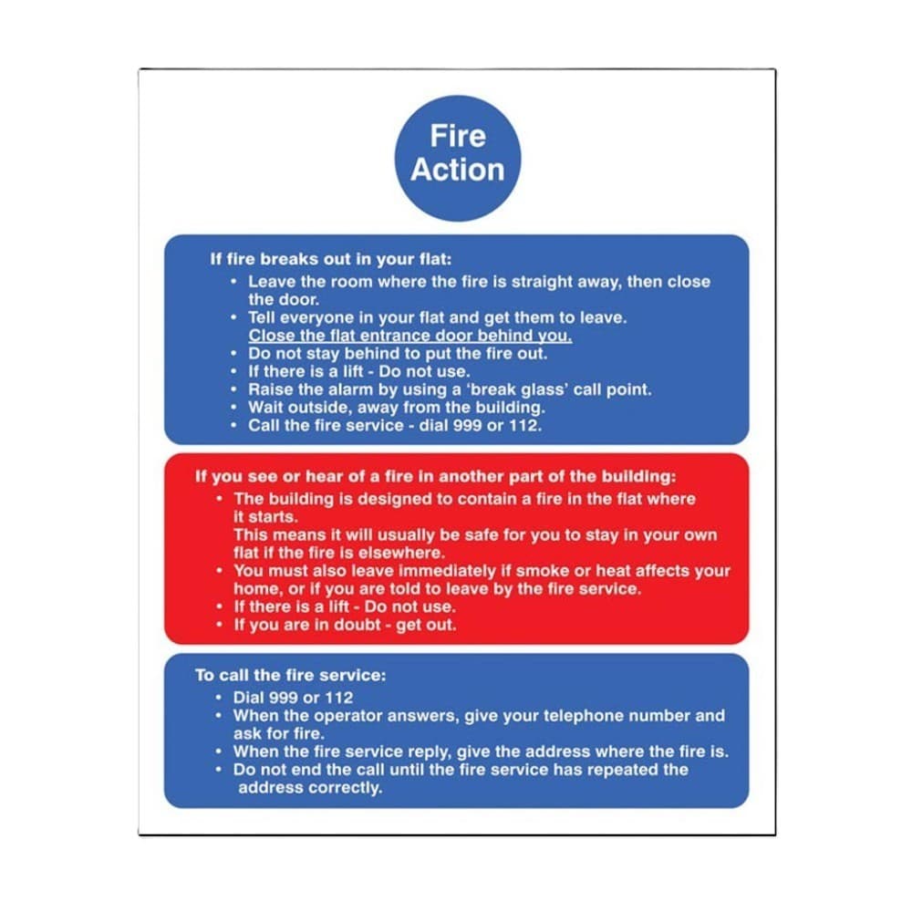 Fire Action Notice (Stay Put) for Flats Signs