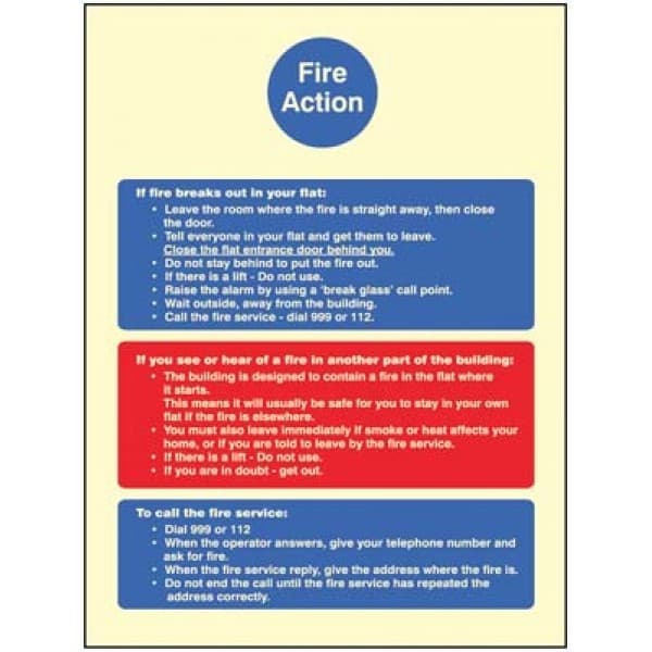 Fire Action Notice (Stay Put) for Flats Signs