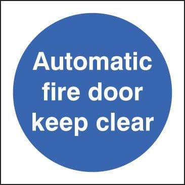 Automatic Fire Door Keep Clear Sign | 70mm x 70mm | Brushed Aluminium (Prestige)