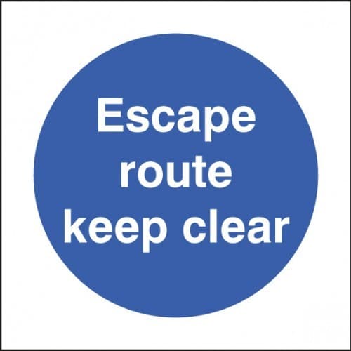 Escape Route Keep Clear Signs