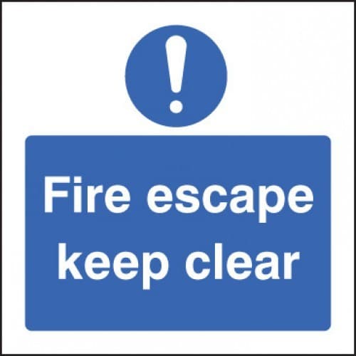 Fire Escape Keep Clear Sign with Symbol