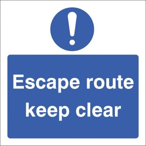 Escape Route Keep Clear Signs