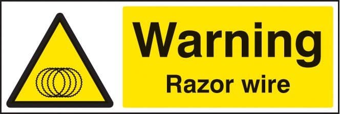 Warning Razor Wire Signs