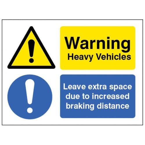 Warning Heavy Vehicle - Leave Extra Space Sign | 200mm x 150mm | Self Adhesive Vinyl
