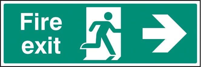 Fire Exit Arrow Right with Running Man Signs