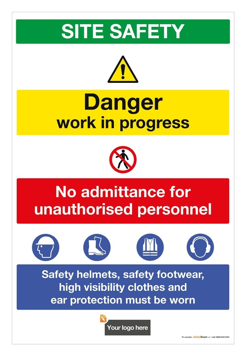 Site Work Requiring PPE Sign - Add your logo