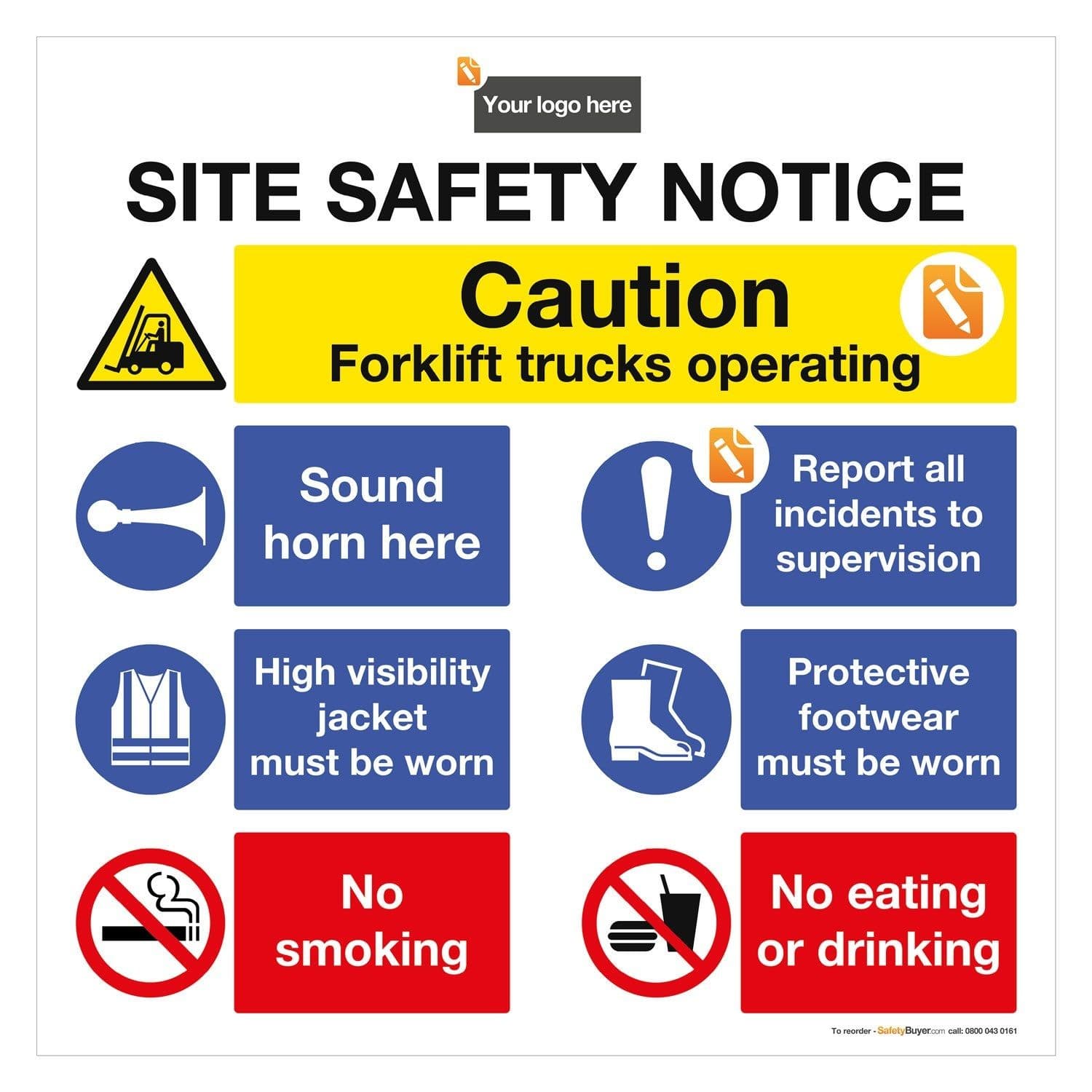 Yard Area Safety Board - Add your logo