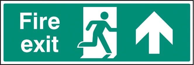 Fire Exit Arrow Ahead with Running Man Signs