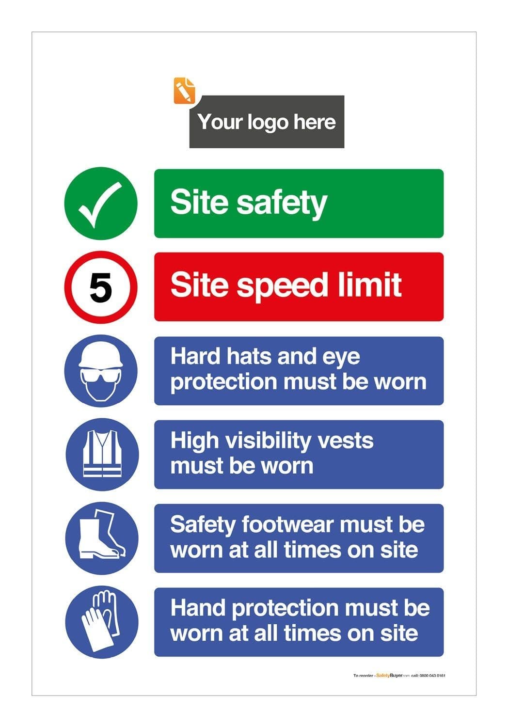 6 Point Site Rules Board - Add your logo