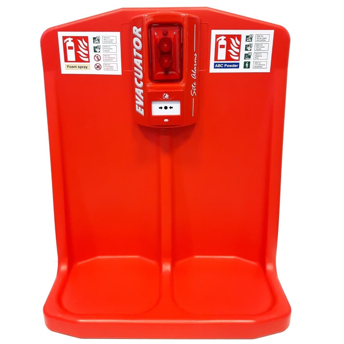 Double Fire Extinguisher Stand with Evacuator Site Alarm Fitted