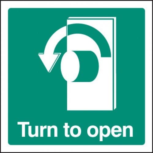 Turn Left to Open Sign
